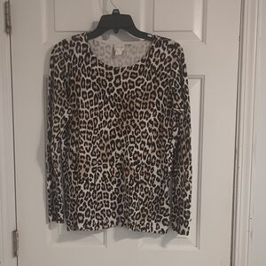 Chico's Animal Print Long Sleeve Top